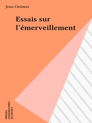 cover image of Essais sur l'émerveillement
